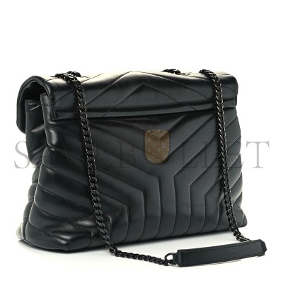 YSL CALFSKIN Y QUILTED MONOGRAM MEDIUM LOULOU CHAIN SATCHEL BLACK (32*22*11cm) 